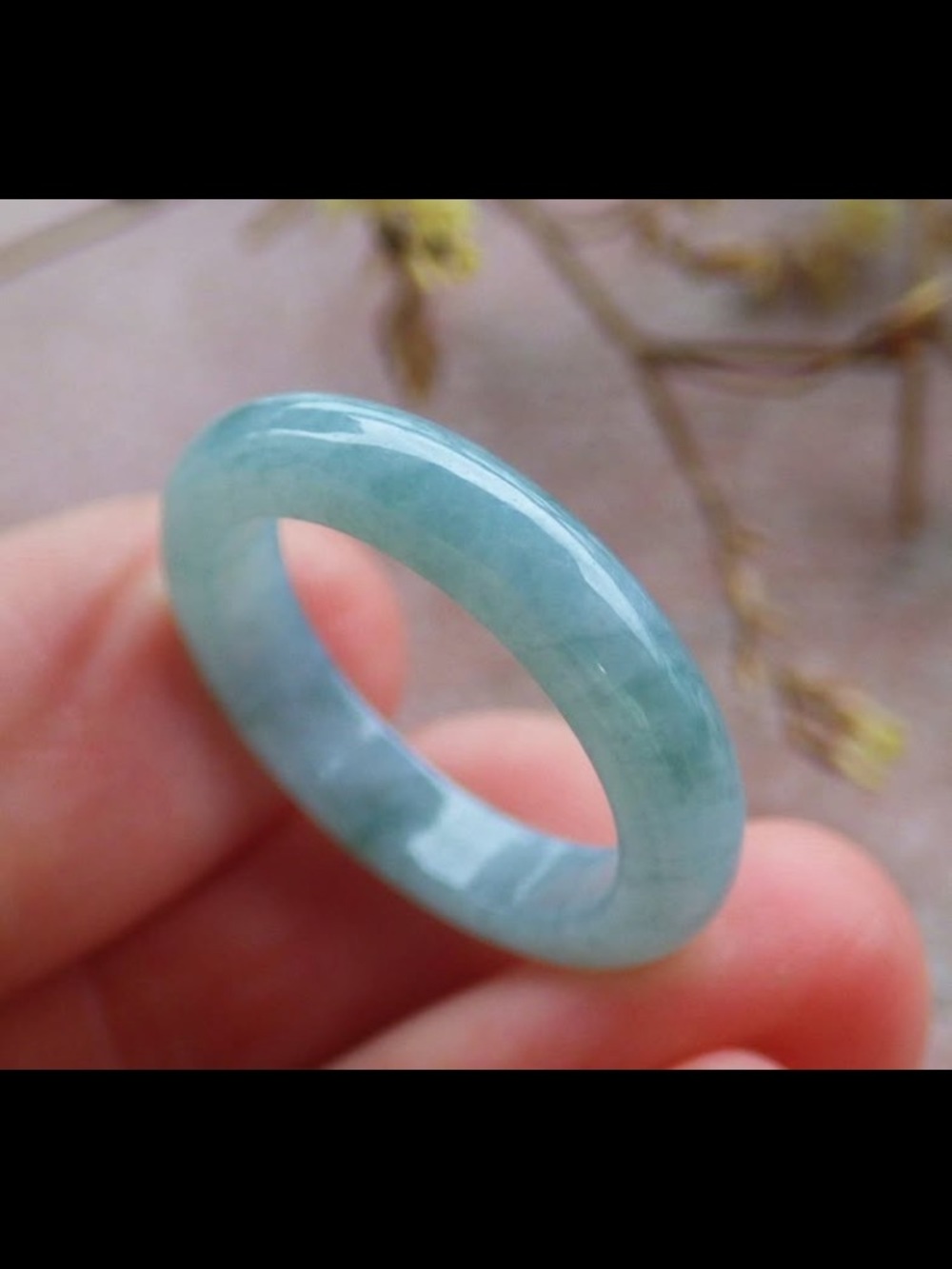 Certificate jadeite jewelry jade luck water blue green ring size6.5